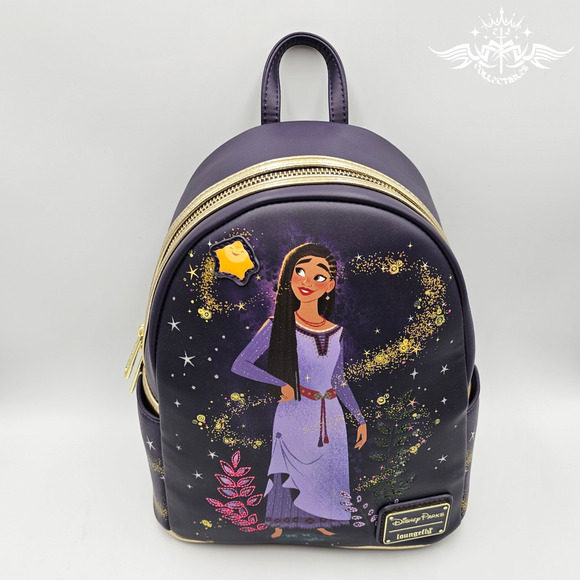 Loungefly Disney Parks Wish Asha Star Purple Mini Backpack Bag New - Picture 4 of 9